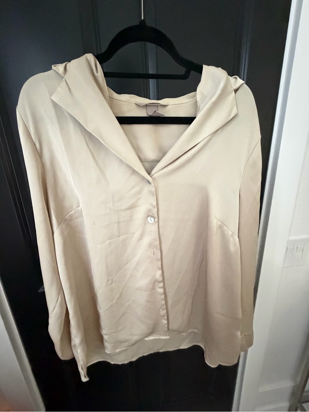 H&M Cream Hooded Button-Front Women's Shirt